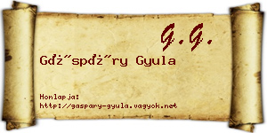 Gáspáry Gyula névjegykártya